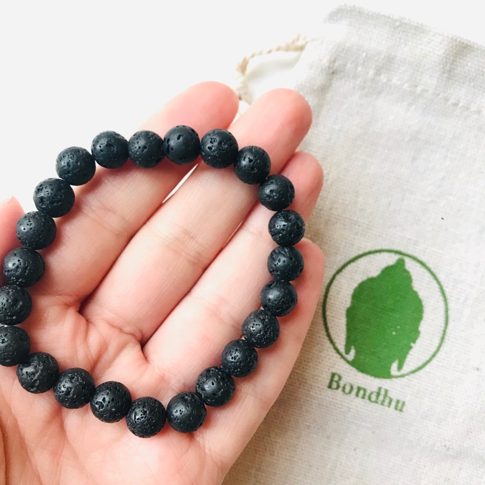 Black Lava Stone Aromatherapy Mala Bead Bracelet